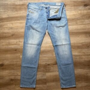 Diesel Belther Jeans Men 31x30 Blue Slim Tapered Stretch Light Wash Denim 0850U